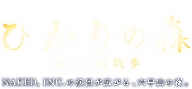 神戸六甲ミーツアート2025　ひかりの森 夜の芸術散歩 NAKED,INC.の演出が広がる、六甲山の夜。
